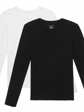 Banana Republic Long Sleeve Crew Neck Tee - Black & White Sz S